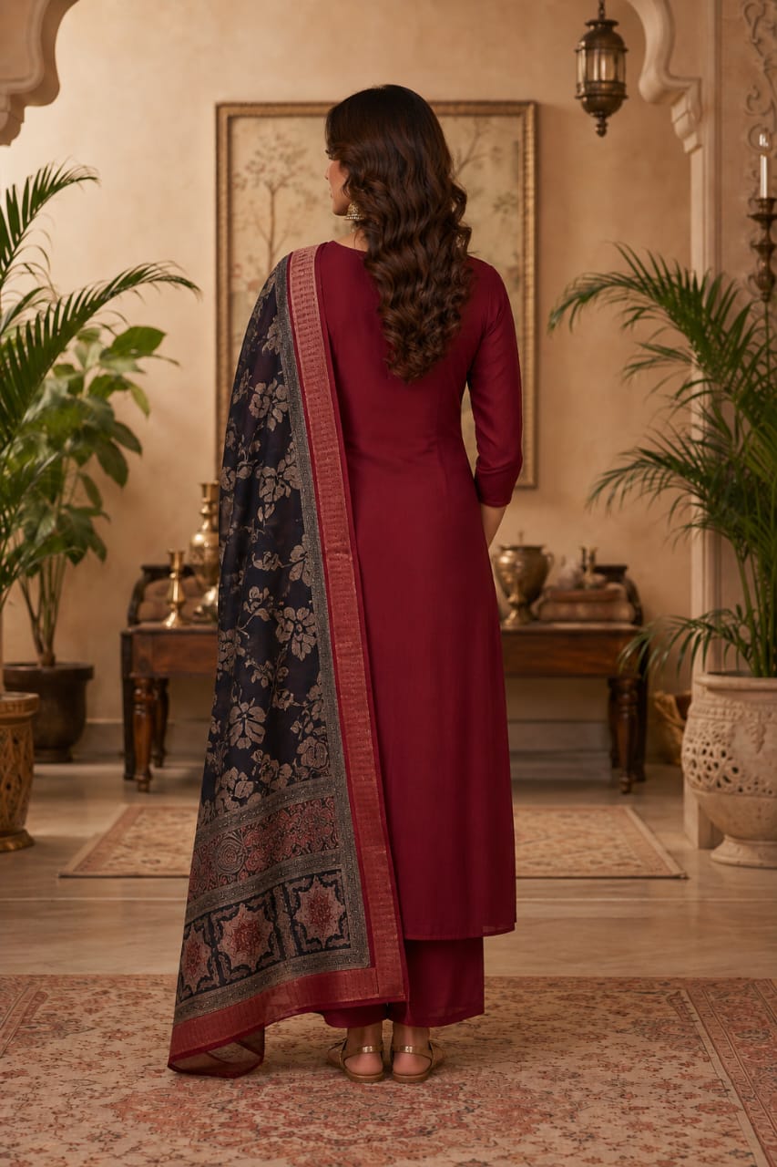 Mul Chanderi 3 Piece suit